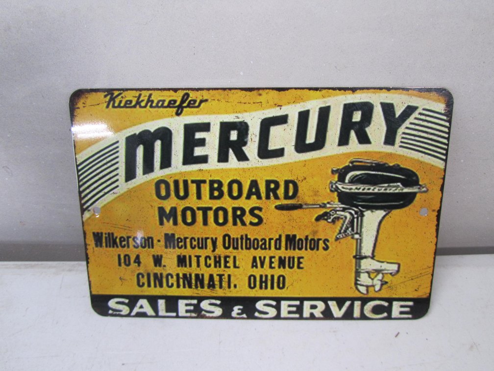 Metal Mercury Outboard Motors Sales & Service Sign