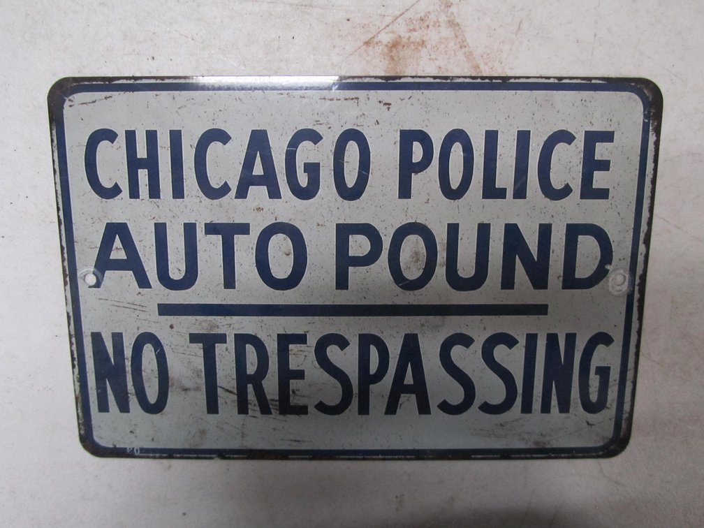 Metal Chicago Police Auto Pound Sign
