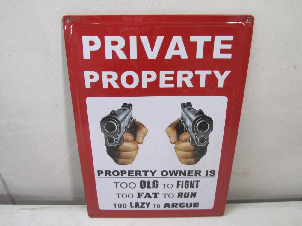 Metal Embossed Private Property Sign