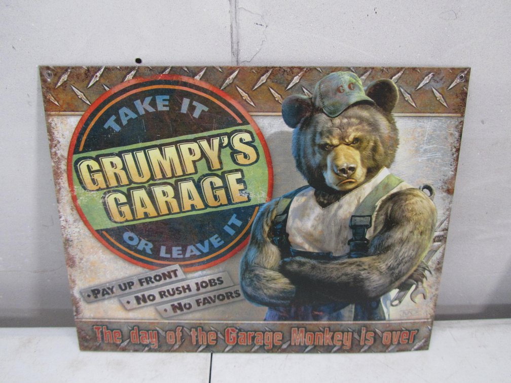 Metal Grumpy's Garage Sign