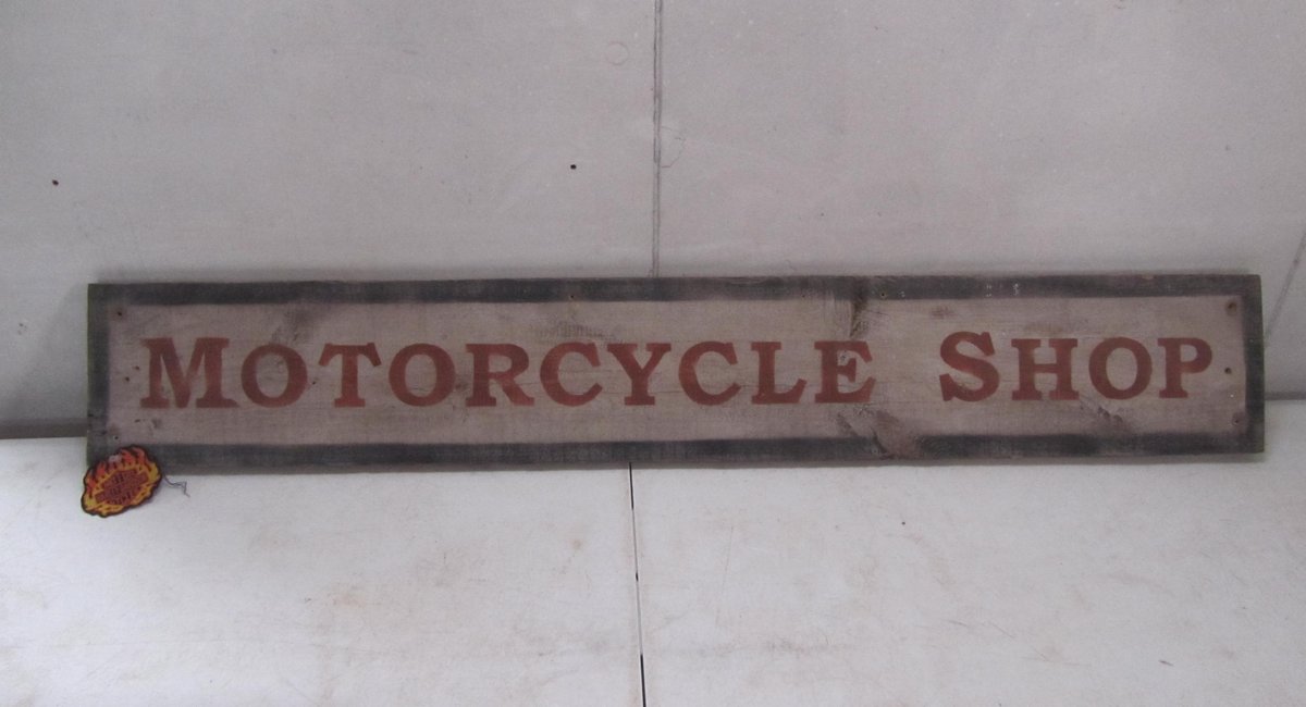 Wood Motorcycle Shop Sign