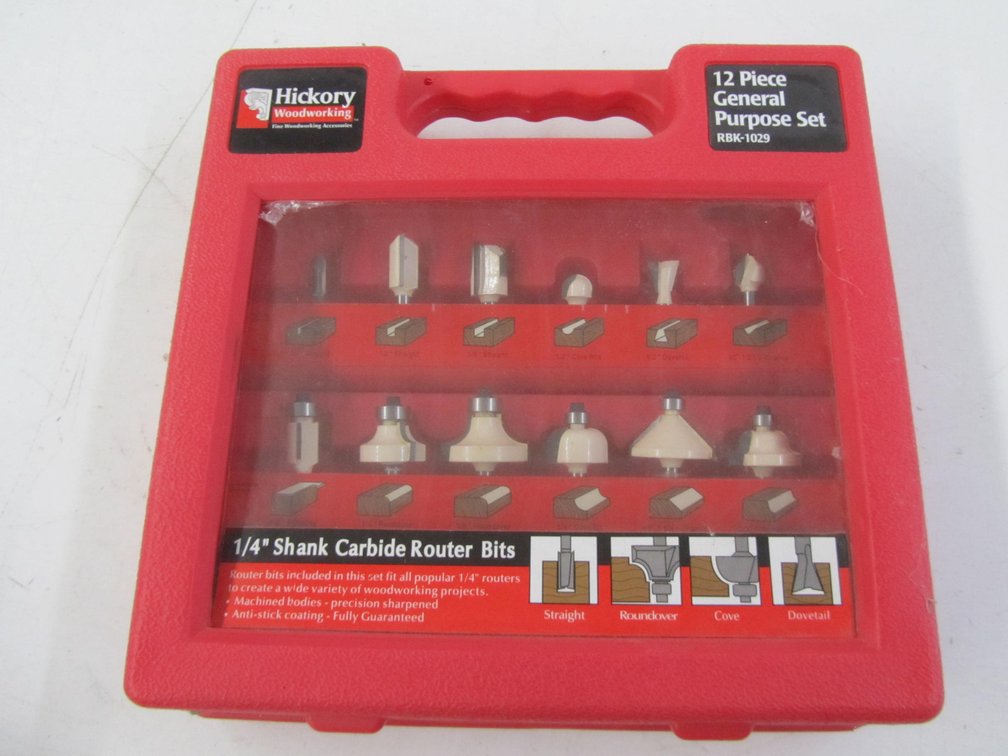 Hickory Woodworking 12pc. General Purpose 1/4" Shank Carbide Router Bit Set
