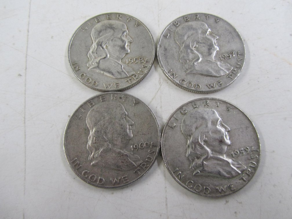 (4) Franklin Half Dollar Coins