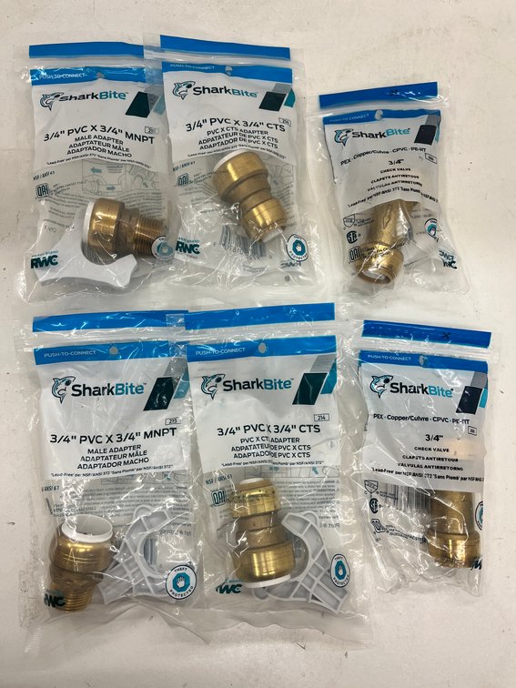 (6) Sharkbite 3/4" Fittings
