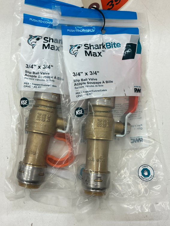 (2) Sharkbite 3/4" Slip Ball Valves