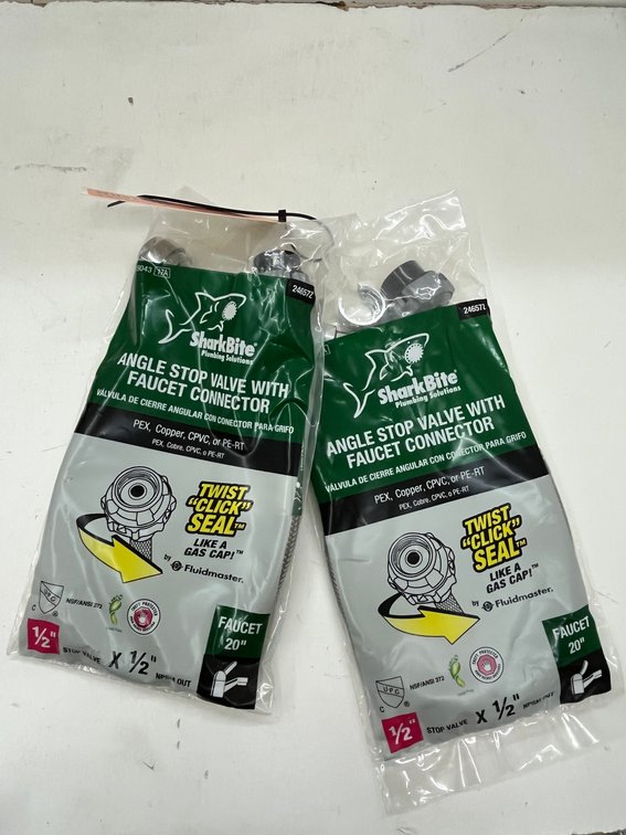 (2) Sharkbite 1/2" Angle Stop Valve with Faucet Connectors