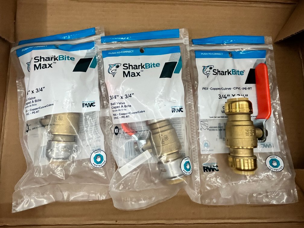 (3) Sharkbite 3/4" Ball Valves