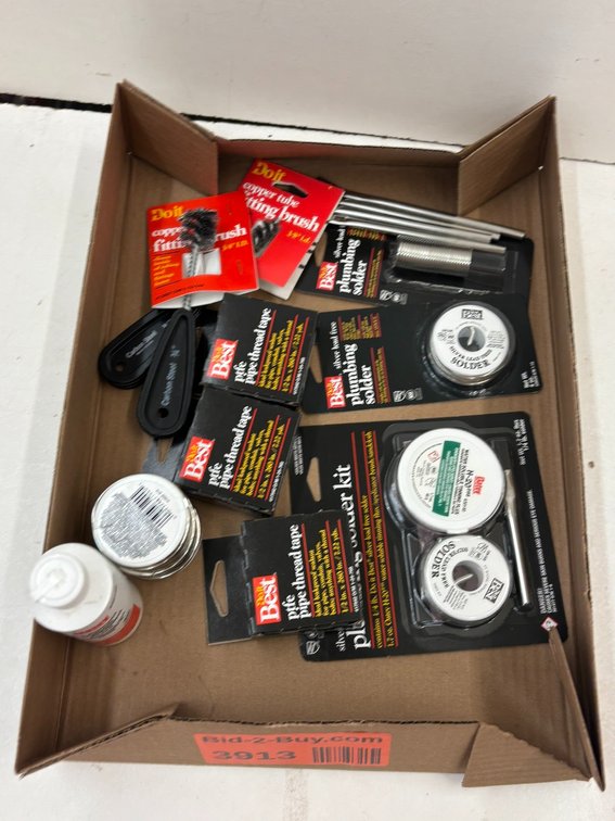 Plumbing Soldering Supplies and (3) Ptfe Pipe Thread Tape