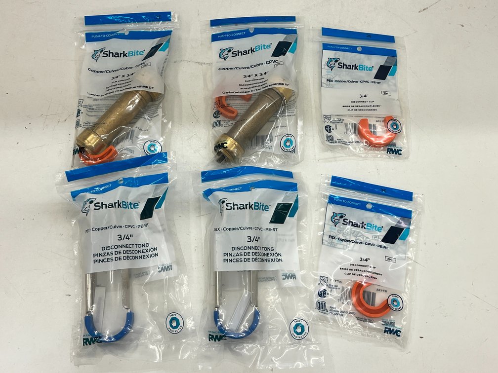 (2) Sharkbite 3/4" Slip Couplings and (2) Disconnect Tongs