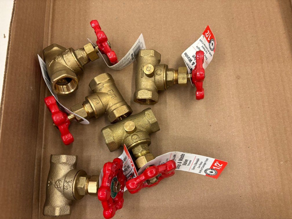 (2) 1/2" Stop Valves and (3) 1/2" Stop and Waste Valve