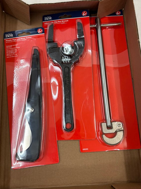 Basin and Slip-Nut Wrenches and Plastic Pipe and Hose Cutter