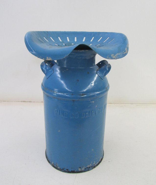 Pine Co. Dairy Co-Op Milk Can w/Metal Tractor Seat