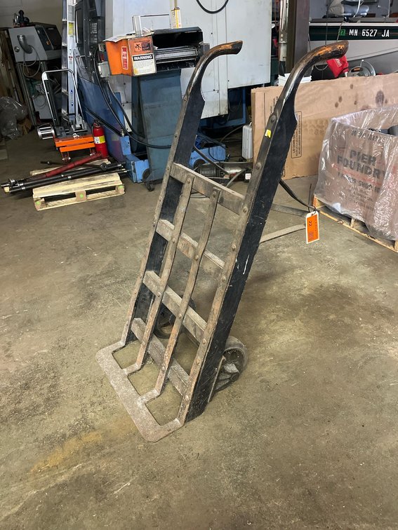 Vintage Heavy Duty Steel Hand Truck with Cast Iron Wheels