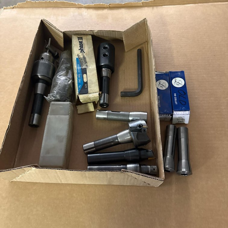 Assorted R8 Collets (some new) (2) Lyndex R8 1/2" Collets, (1) Phase II R8 End Mill Adapter, (5) R8 Tool Holders