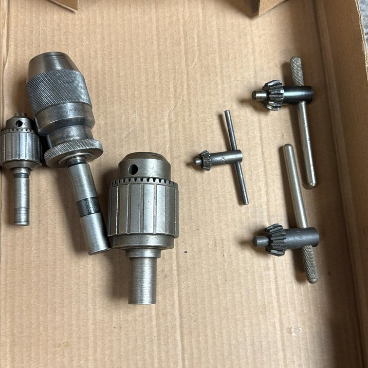 (1) Albrecht 1-13mm Keyless Drill Chuck, (2) Keyed Drill Chuck, (3) Drill Chuck Keys