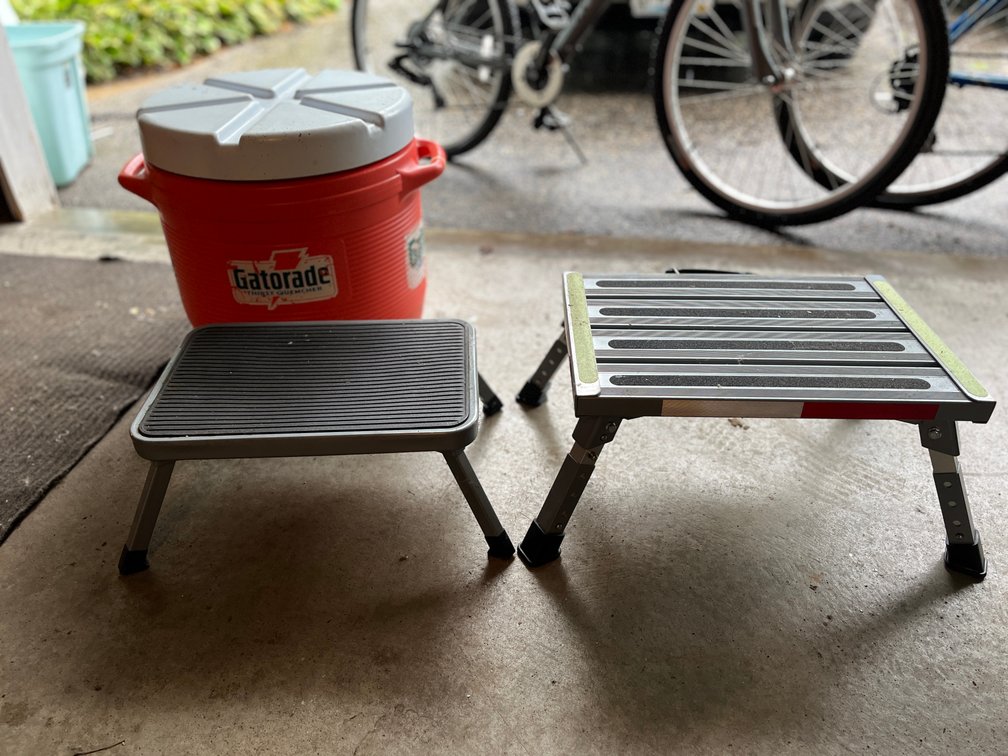 (2) Stepstools and Gatorade Water Dispenser