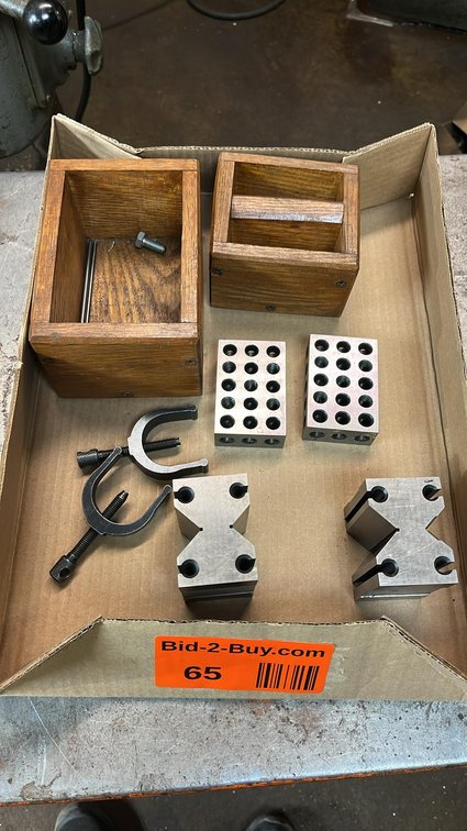 1-2-3 Blocks, V-Blocks w/ Clamps wood boxes