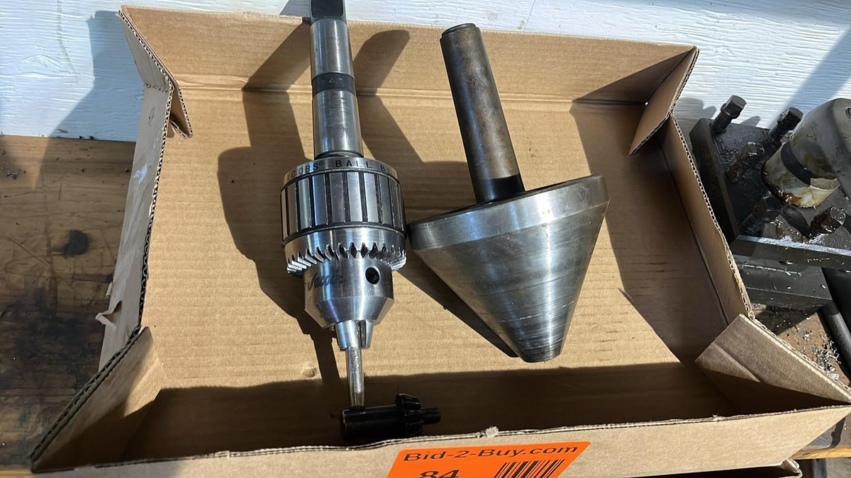 (1) Jacobs Ball Bearing Drill Chuck with Key, (1) Bull Nose Live Center
