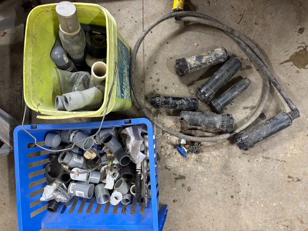 (6) Pop-up Sprinkler Heads, Sprinkler Line and PVC Fittings