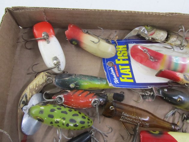 Image for Flat Of Assorted Vintage Wood Fishing Lures And More