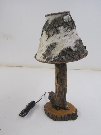 Image for Wood Table Lamp w/Birch Bark Shade