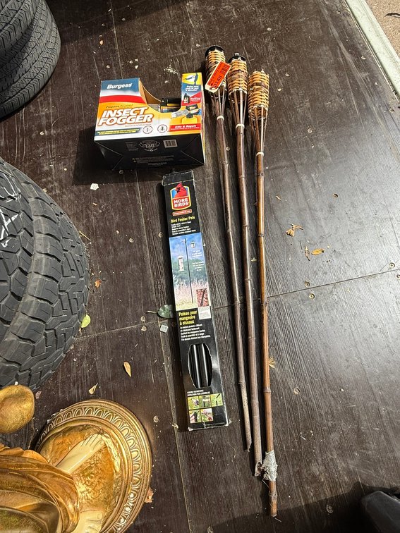 (3) Tiki Torches, Insect Fogger, (2) Bottles of Fog