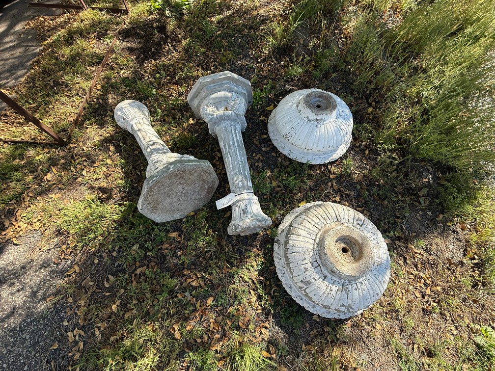(2) Lion's Head Cement Bird Baths