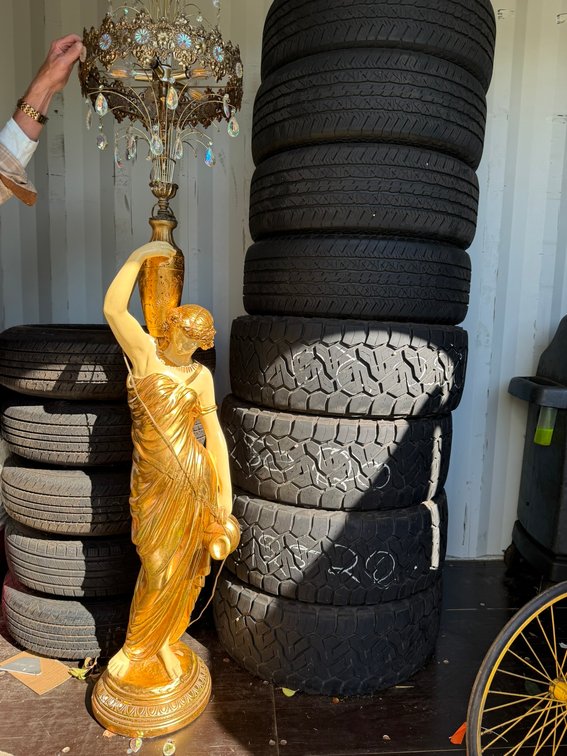 Unique Statue with Crystal Chandelier