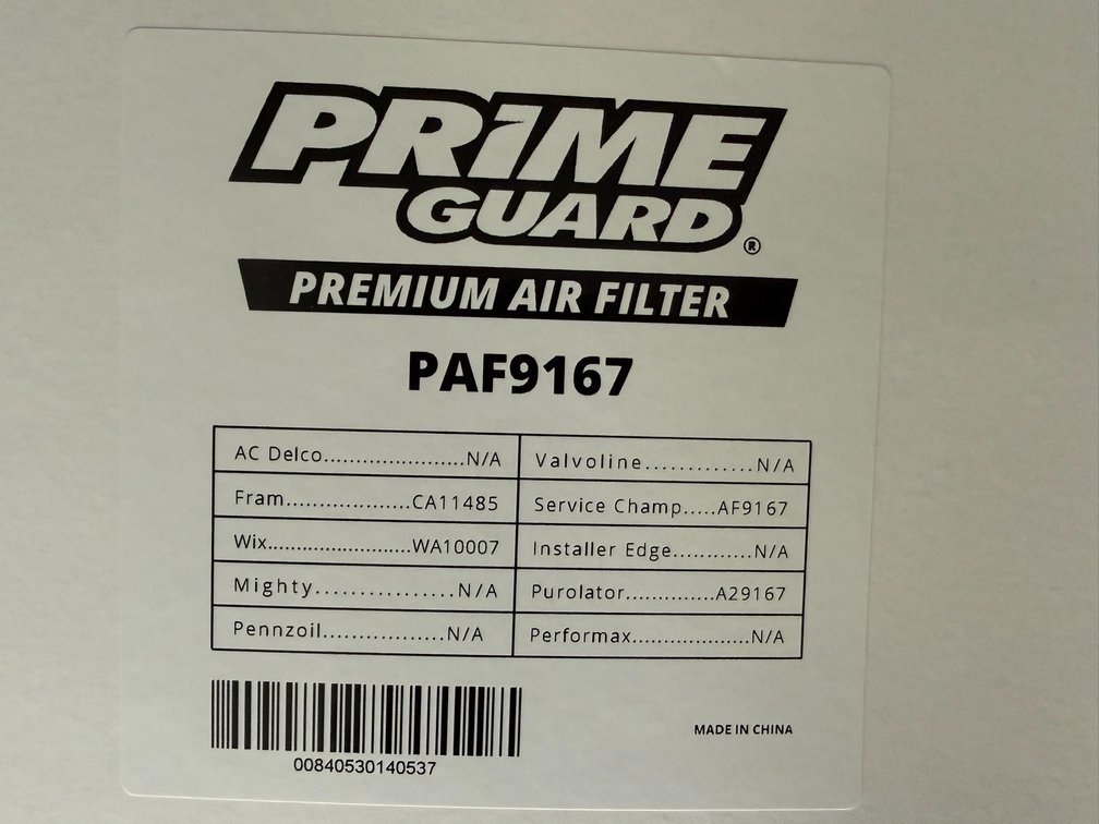 (6) Prime Guard Air Filters