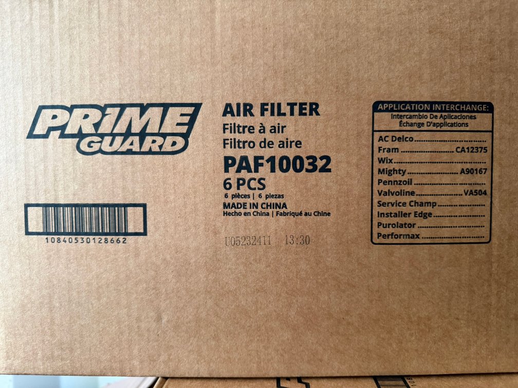 (6) Prime Guard Air Filters