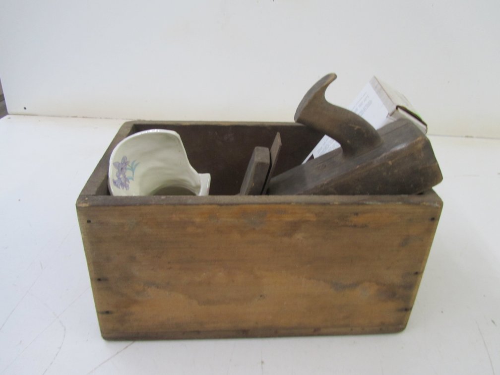 Vintage Wood Crate w/Assorted Items