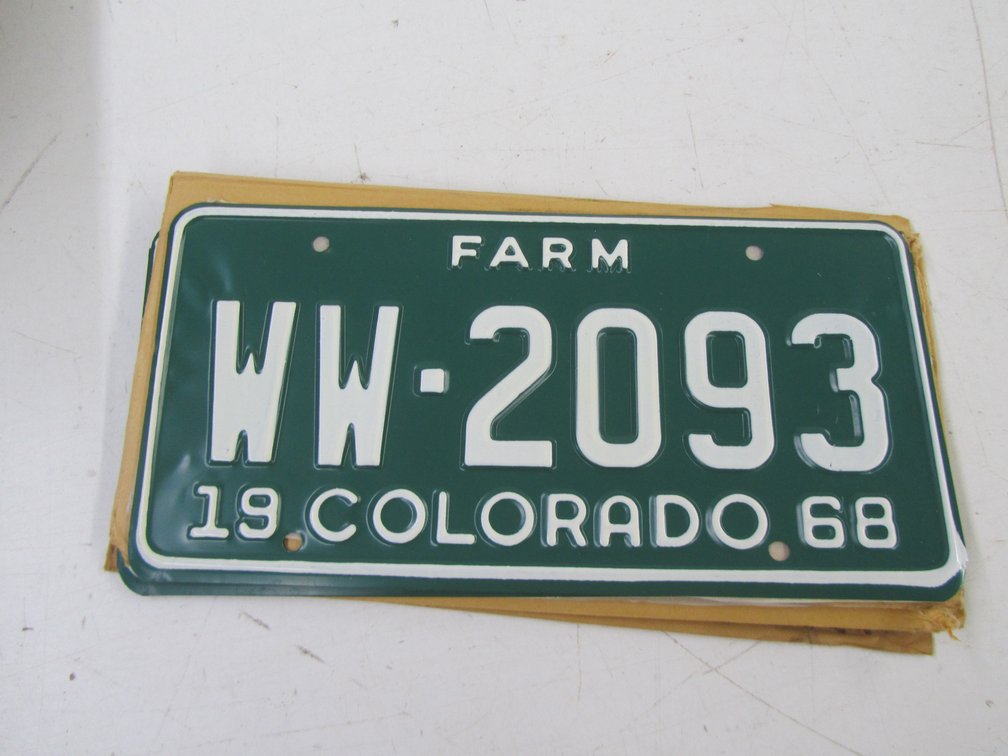 (5) Vintage Colorado Farm License Plates