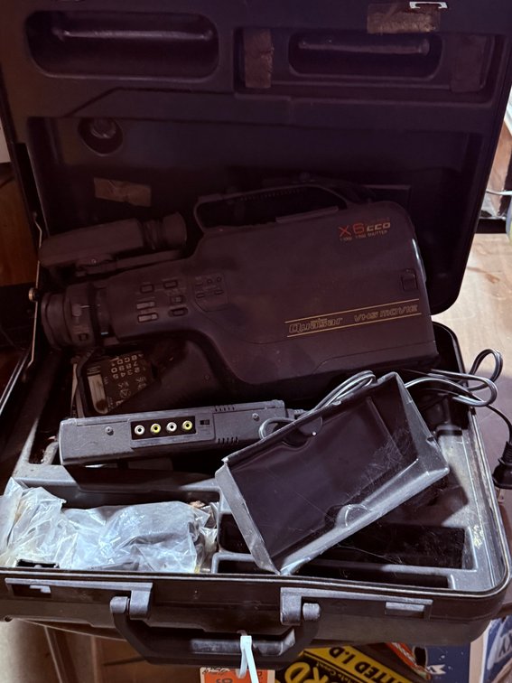 Vintage VHS Recorder and Box of 8- Tracks