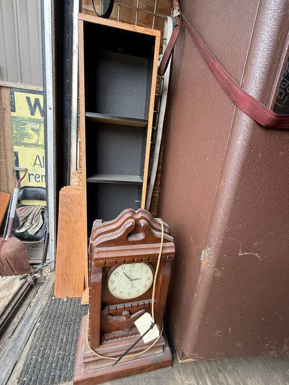 Wood Electric Clock and Wood Shelf