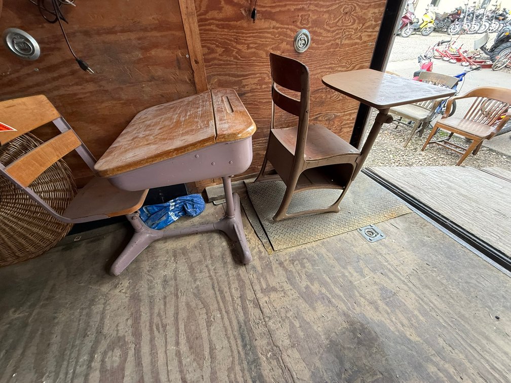 (2) Wood Vintage School Desks