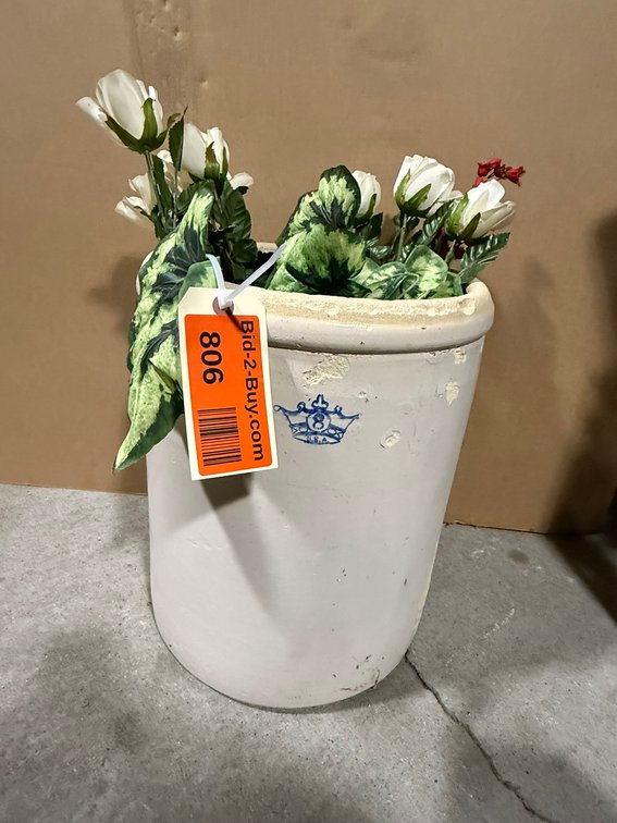 Crock with Artificial Flowers