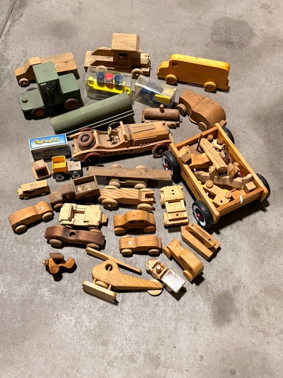 (35) Wooden Toy Cars, Trucks, and Planes