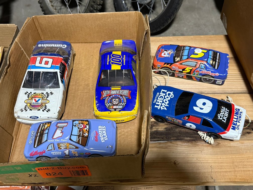 (4) Car Tins, Coloring Books, and Coors Light Telephone Car
