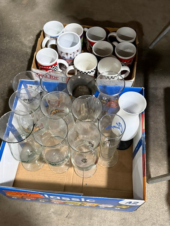 (8) Vintage Steins,(10)  Mugs, (12) Beer Glasses, Gas Can, and Growler