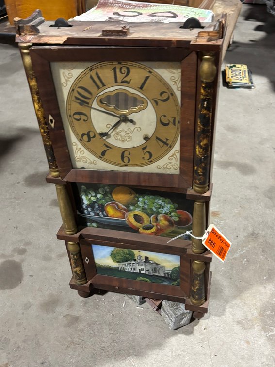 Vintage Wood Clock with Peaches and Estate Painted