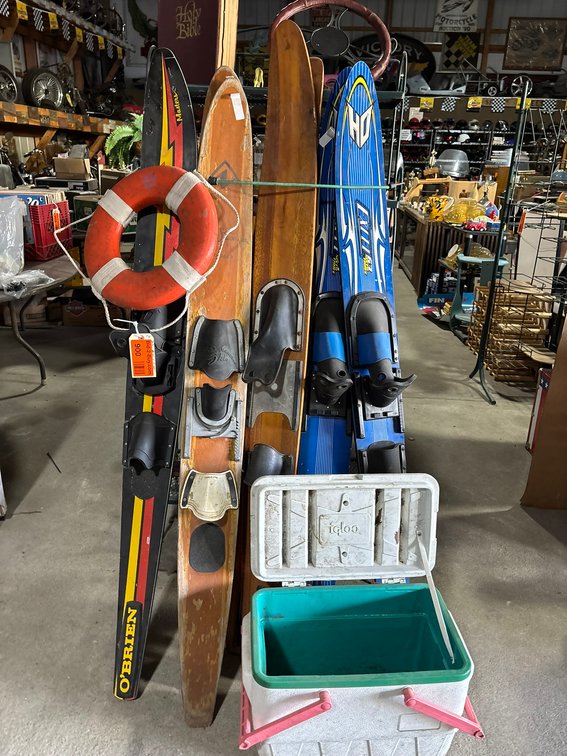 Water Skis and Igloo Picnic Cooler
