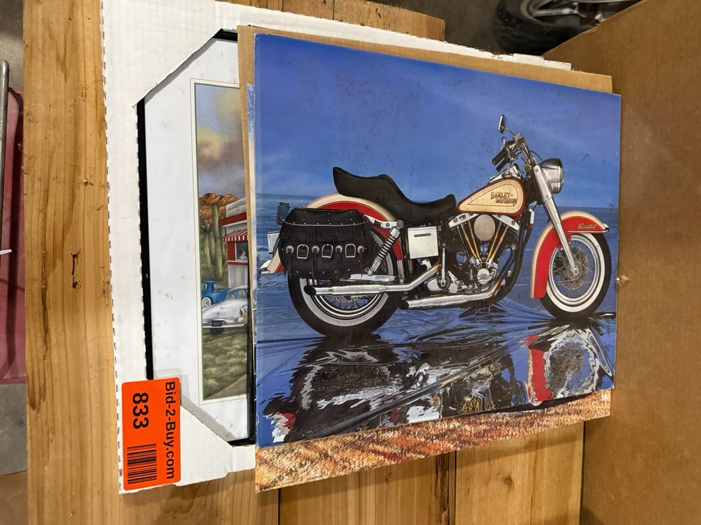 Motorcyle Poster and  Vintage Car Art