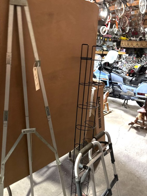 Metal Easel, Rack, and Metal Walker