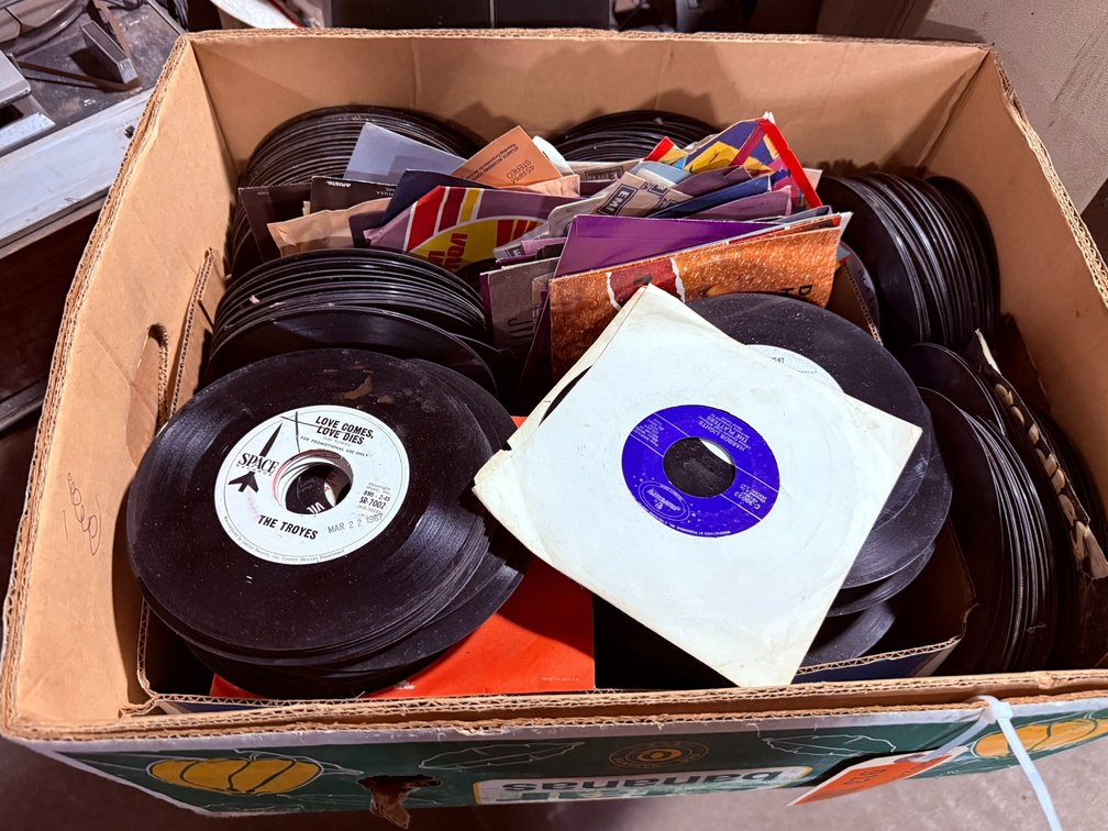 Box of Vintage 45 Records