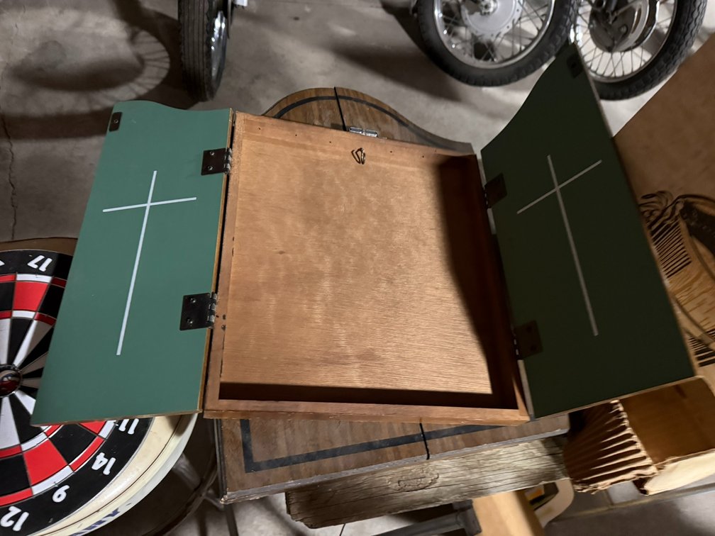 Vintage Shadow Boxes, Stool, Dart Board, and Ice Cream Freezer