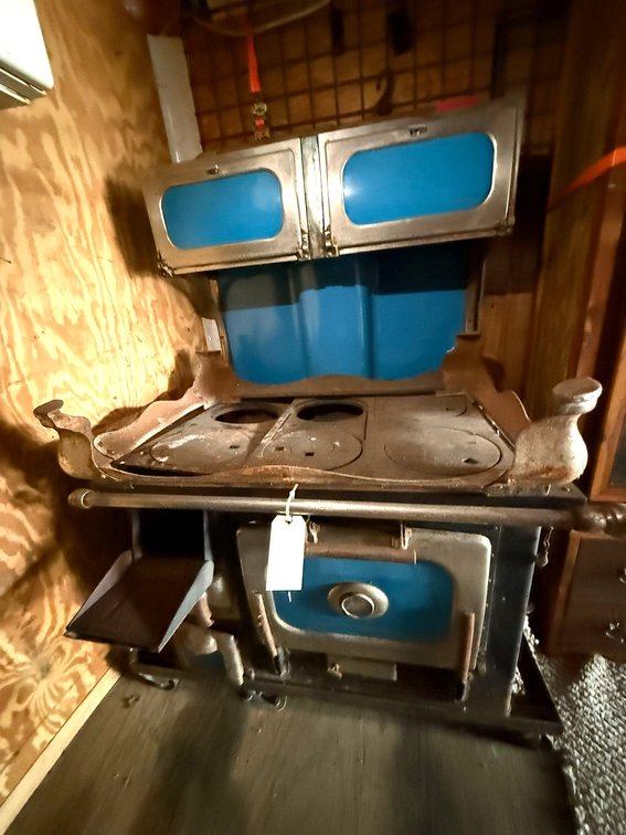 Cobalt Blue Cast Iron Cook Stove- 6- Burner