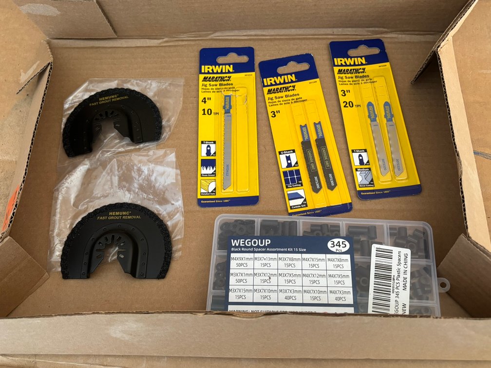 Irwin Jig Saw Blades, Round Spacer Assortment, and (2) Grout Remover Blades