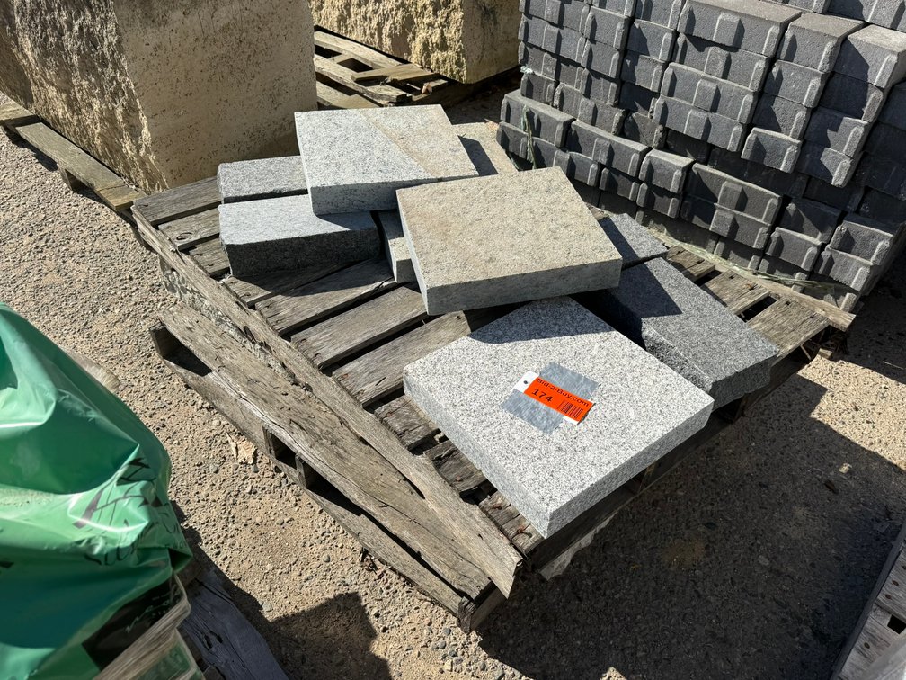 Concrete Slab with (9) Assorted Tiles