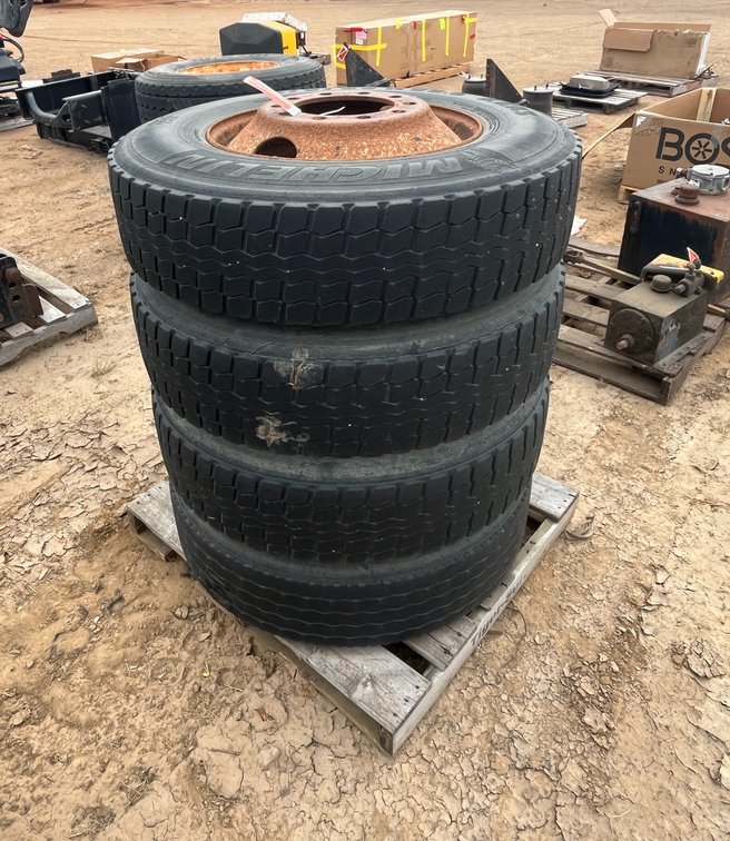 (4) Michelin 275/80R22.5 Tires with Steel Rims