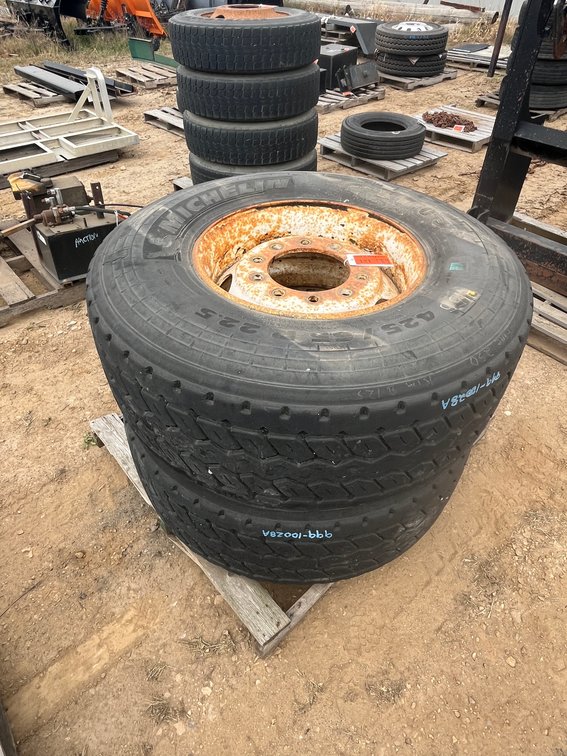 (2) Michelin 425/65R 22.5 Tires with Steel Rims